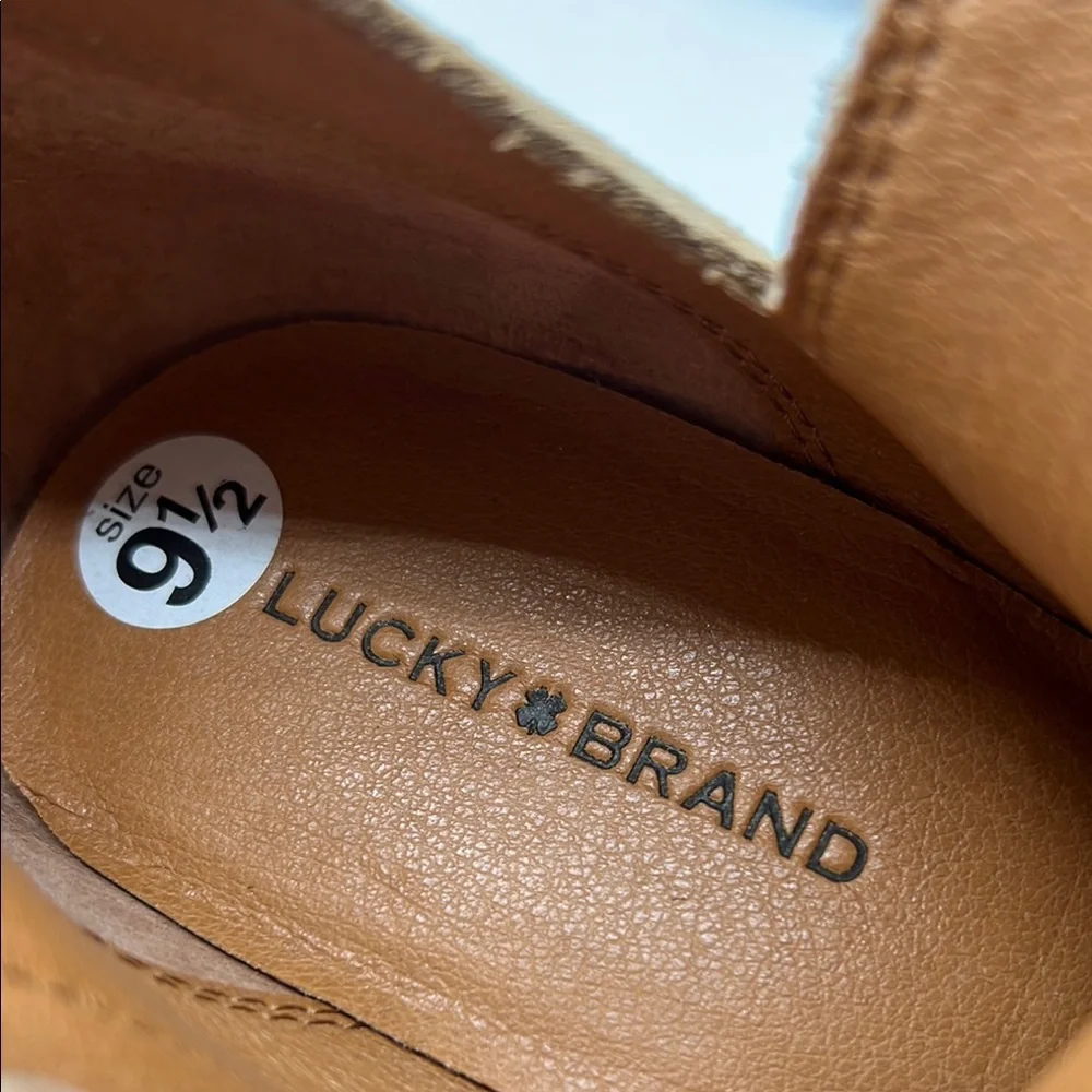NEW Lucky Brand‎ Sz 9 1/2 Yimmie Suede Tan Wedge Ankle Boot